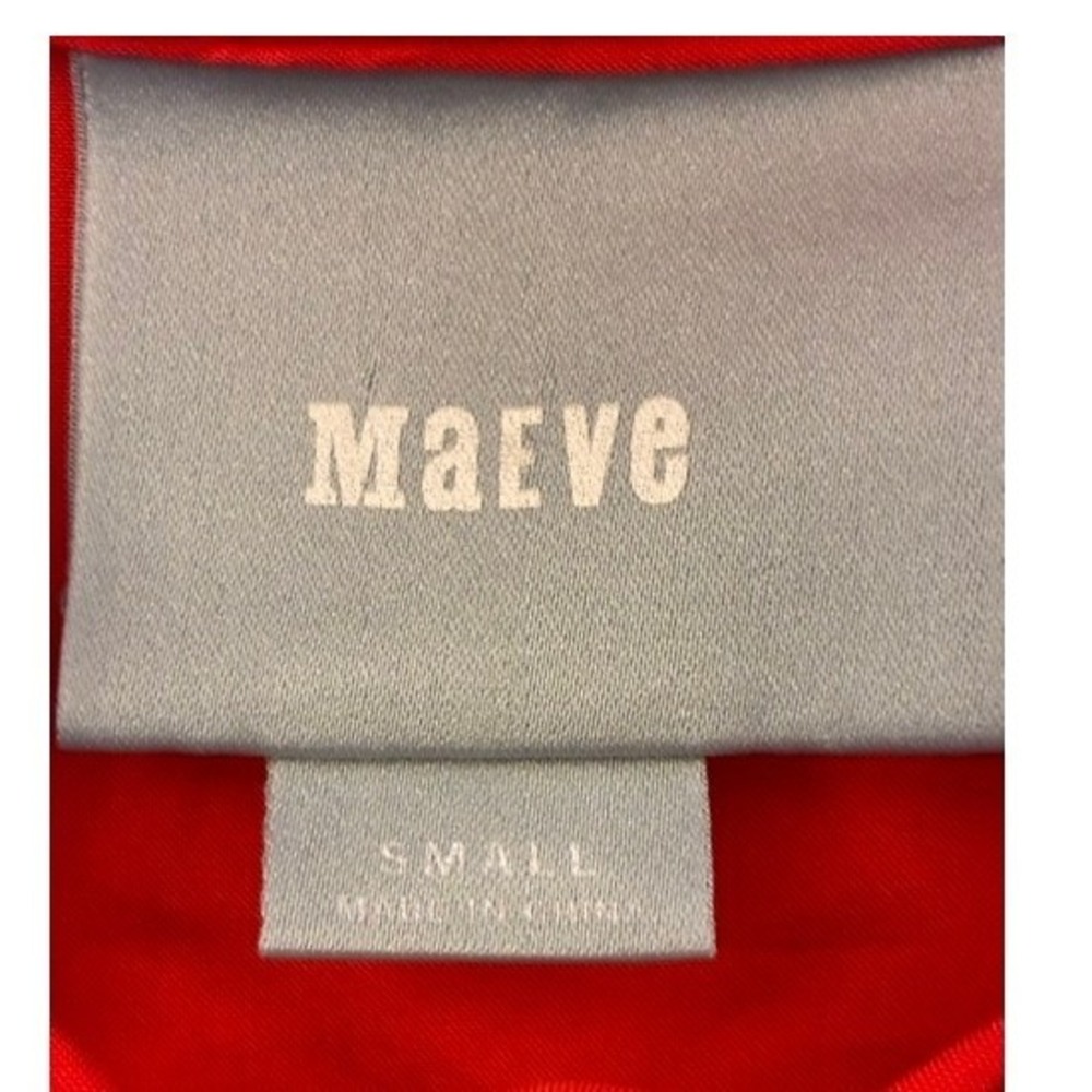 Maeve Mini Dress Womens Small Red Excellent Rayon Sleeveless Tie Neck Belted - Picture 4 of 8